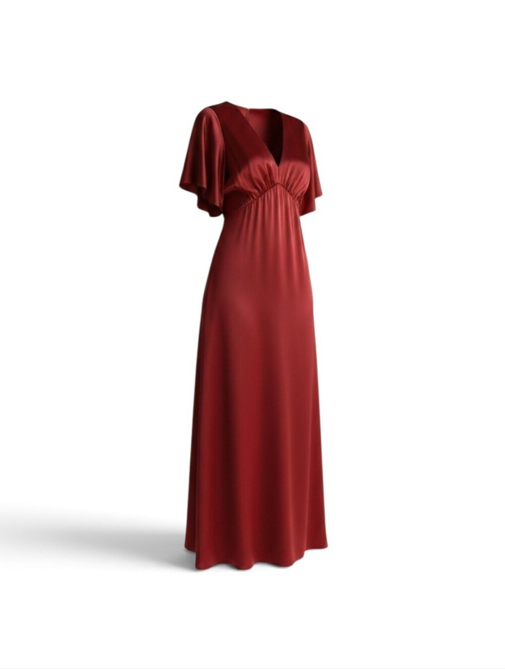 Petal & Pup Rust-Red Satin Maxi Dress